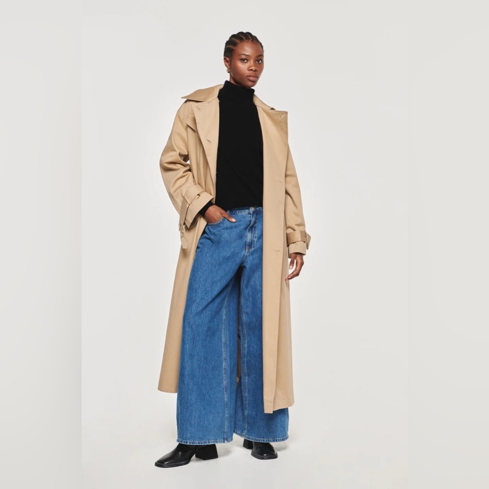 NWT ALIGNE Gilda Maxi Trench Coat in Stone - Women’s 6
